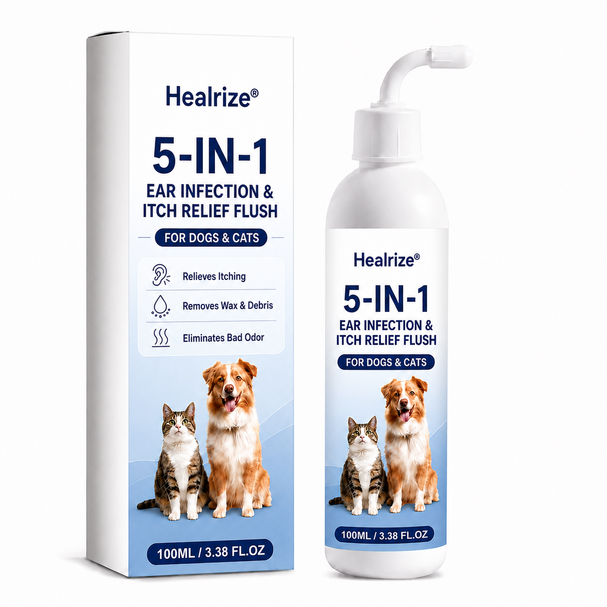 Healrize® 5-in-1 Ear Infection & Itch Relief Flush for Dogs & Cats
