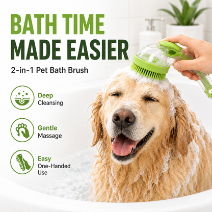 2-in-1 Pet Bath Brush with Shampoo Dispenser – Clean, Massage & Groom in One Step