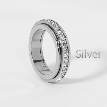 ✨ Anxiety Rings for Women and Men | Titanium Steel Spinner Fidget Band with Cubic Zirconia for Stress Relief & Wellness