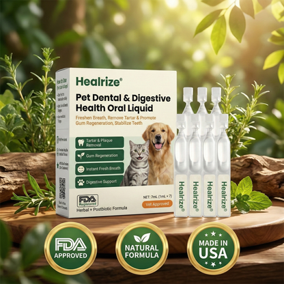 Healrize®  Pet Dental & Digestive Health Oral Liquid–Freshen Breath, Remove Tartar & Promote gum regeneration, stabilize teeth