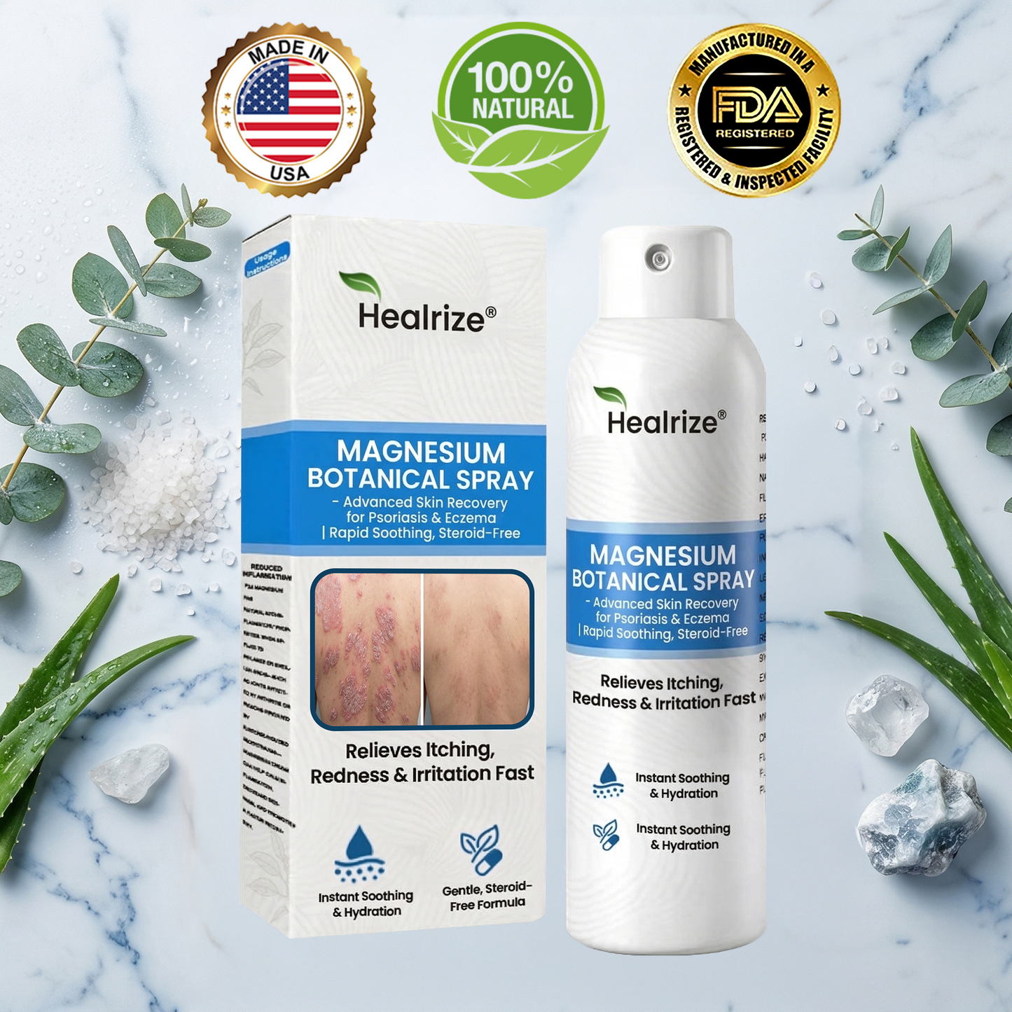 🔥Healrize® Magnesium Botanical Spray – Advanced Skin Recovery for Psoriasis & Eczema | Rapid Soothing, Steroid-Free