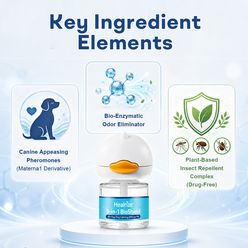 Healrize®3-in-1 BioShield 60-Day Dog Calming Diffuser Kit | 1 Diffuser + 2 Refills