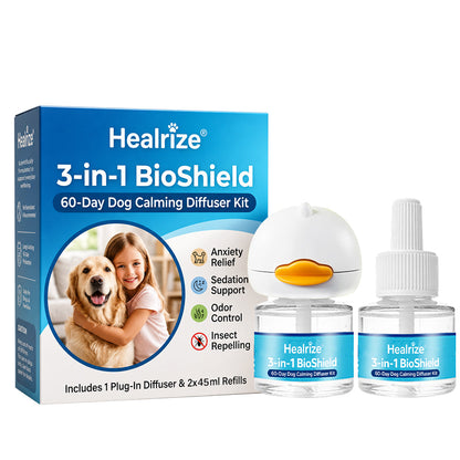 Healrize®3-in-1 BioShield 60-Day Dog Calming Diffuser Kit | 1 Diffuser + 2 Refills