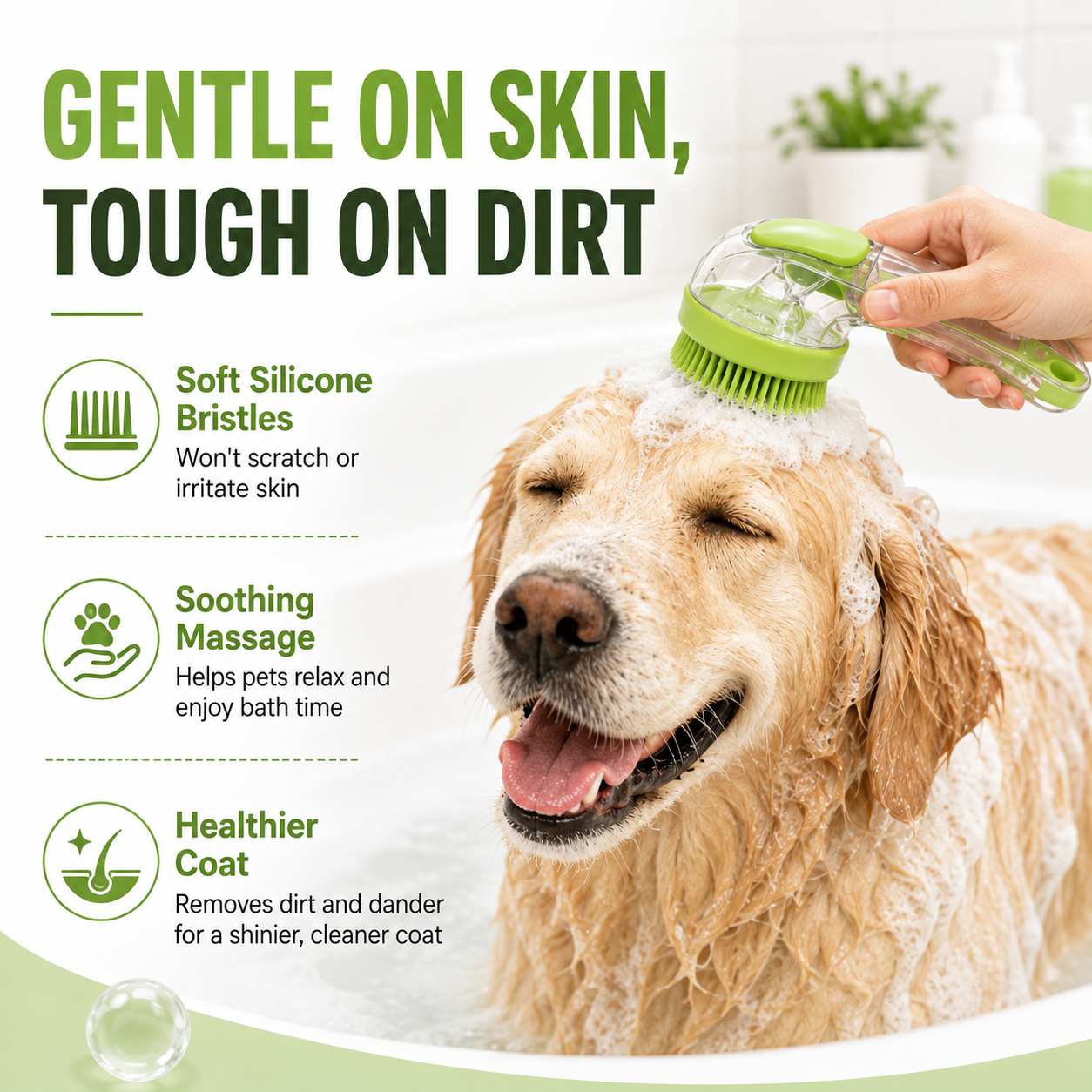 2-in-1 Pet Bath Brush with Shampoo Dispenser – Clean, Massage & Groom in One Step
