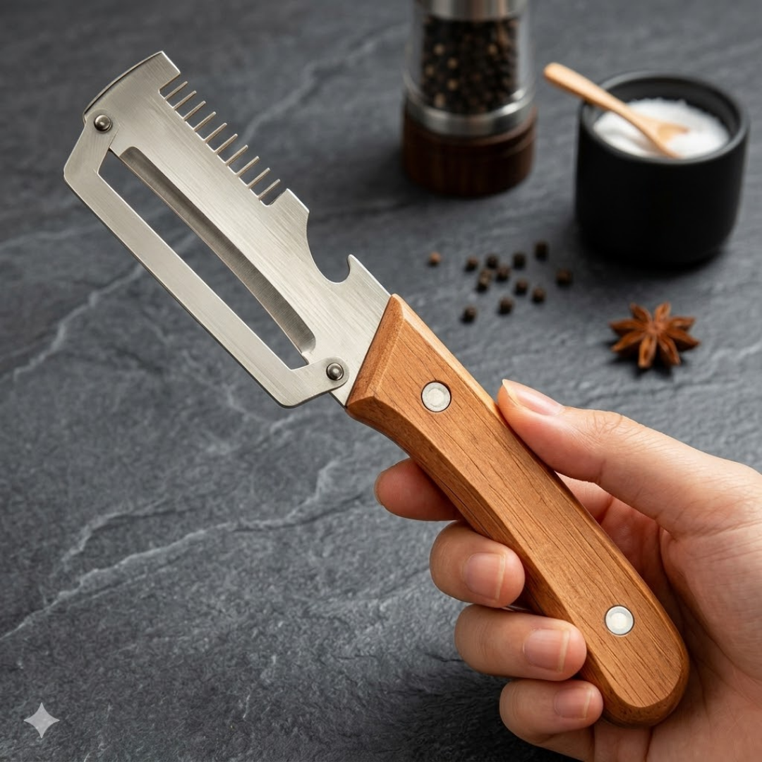 💖𝙎𝙥𝙚𝙘𝙞𝙖𝙡 𝙋𝙧𝙤𝙢𝙤𝙩𝙞𝙤𝙣💖 MCOIKY® 2-in-1 Stainless Steel Vegetable Peeler with Wooden Handle & Bottle Opener