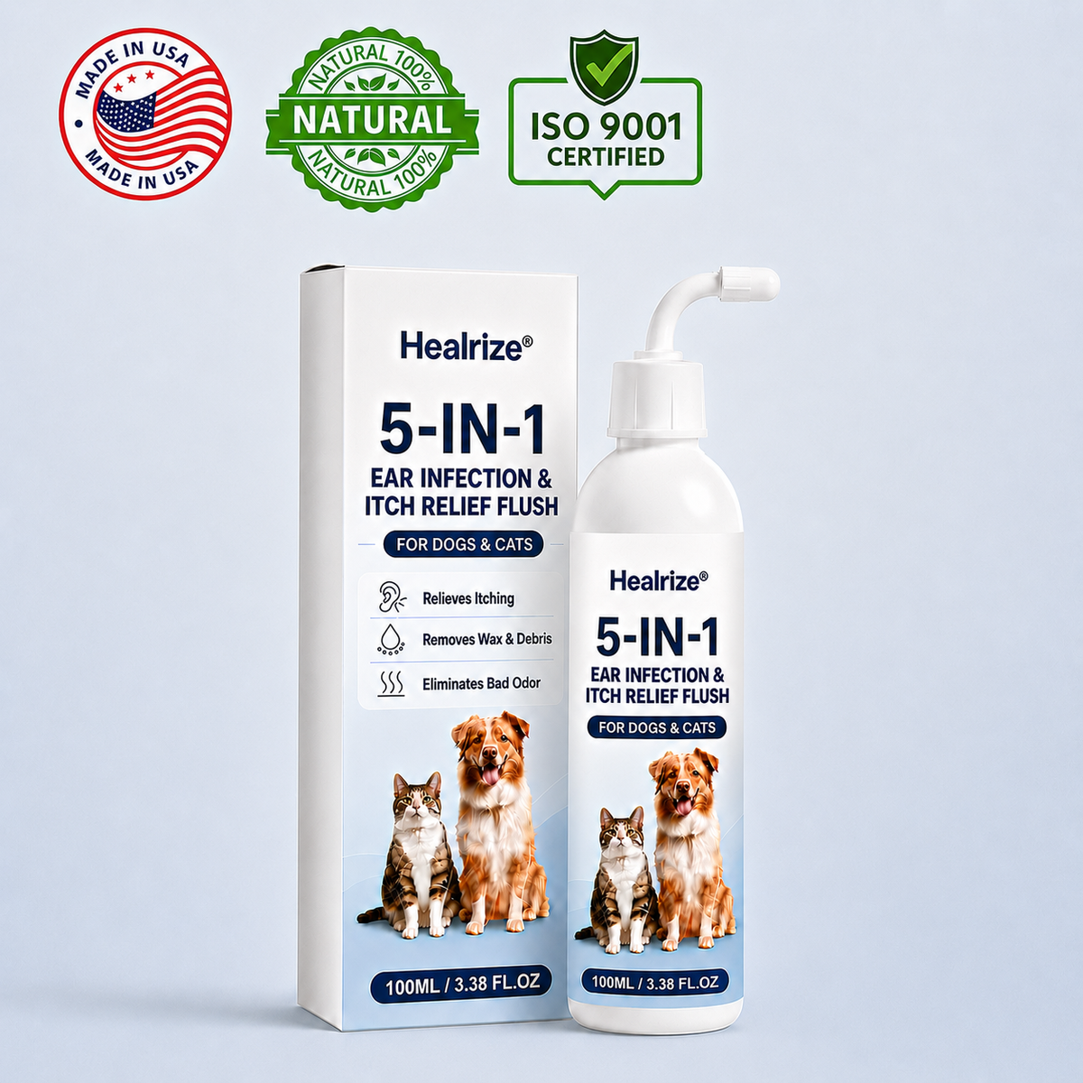 Healrize® 5-in-1 Ear Infection & Itch Relief Flush for Dogs & Cats