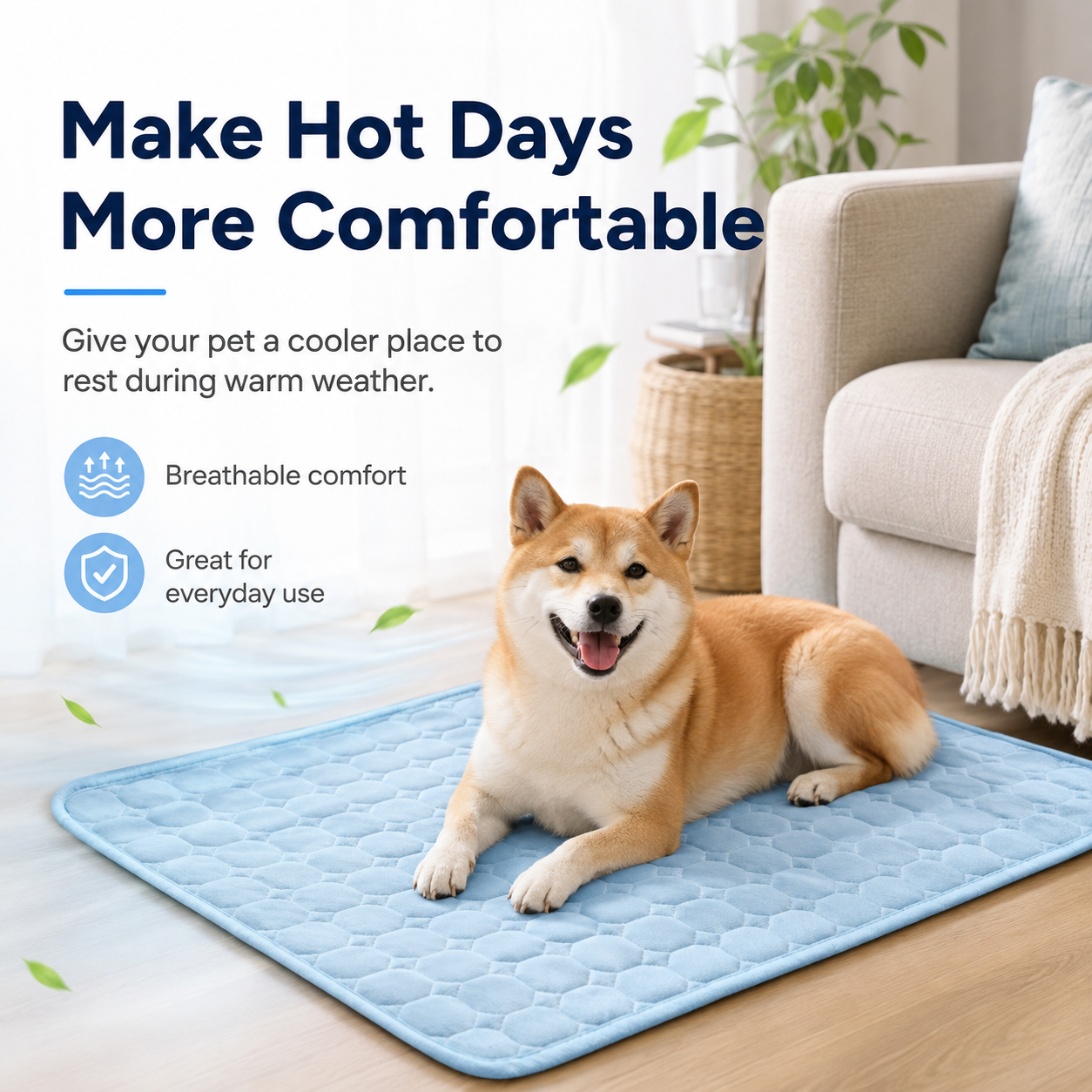 Washable Breathable Pet Cooling Mat for Cats & Dogs – Reusable Summer Comfort Pad