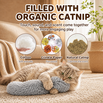Plush Cat Tail Kicker Toy with Catnip & Crinkle Sound – 23.5 cm