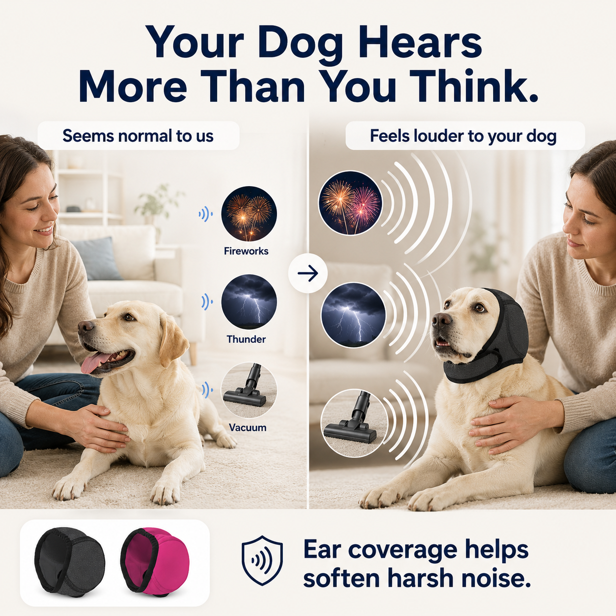 Waterproof Calming Dog Hoodie - Noise Cancelling Ear Protection for Pets