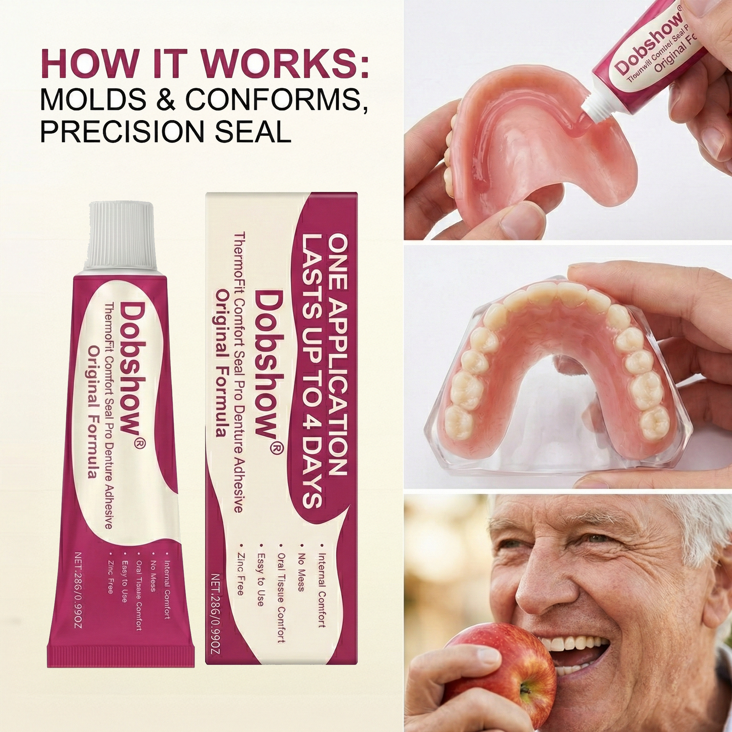 ✨𝙇𝙞𝙢𝙞𝙩𝙚𝙙-𝙏𝙞𝙢𝙚 𝙊𝙛𝙛𝙚𝙧 | Dobshow® ThermoFit Comfort Seal Pro Denture Adhesive🔥 FDA Certified (Clinically Proven 4-Day Hold for Secure, Comfortable & Zinc-Free Denture Fit 🦷)