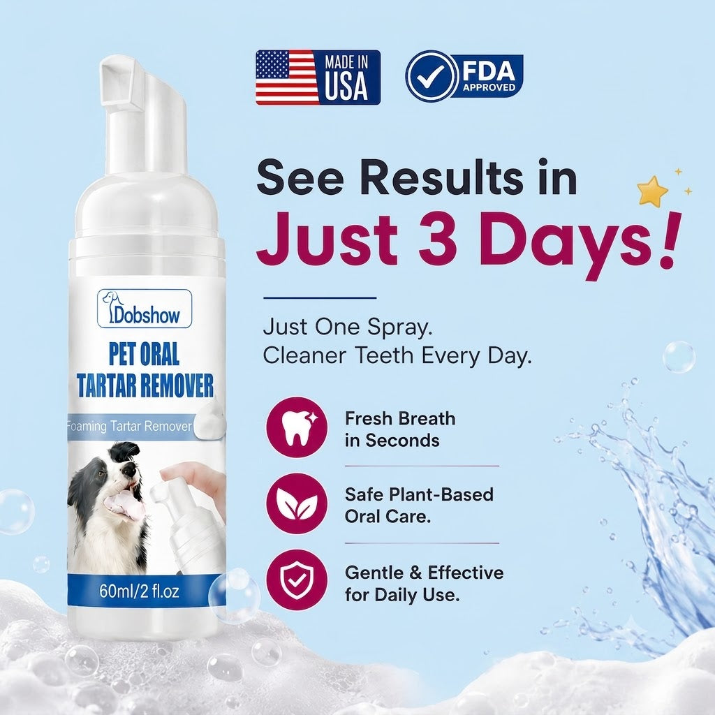 ✅End Pet Oral Problems⚡️Dobshow® 3-in-1 Pet Dental Care Spray- Keep Dog Breath Fresh and Teeth Clean, Supports Gum Health🐶🐱