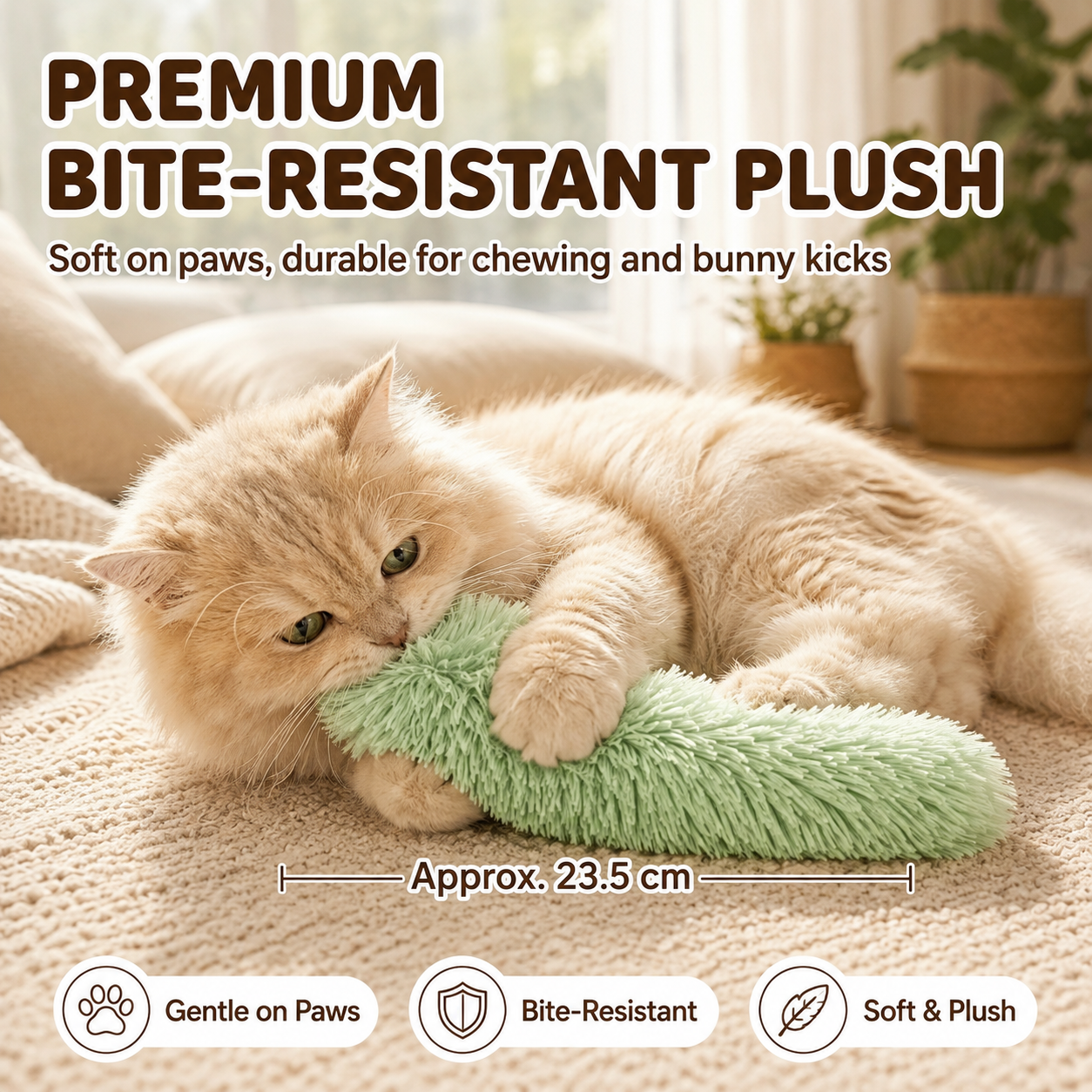 Plush Cat Tail Kicker Toy with Catnip & Crinkle Sound – 23.5 cm