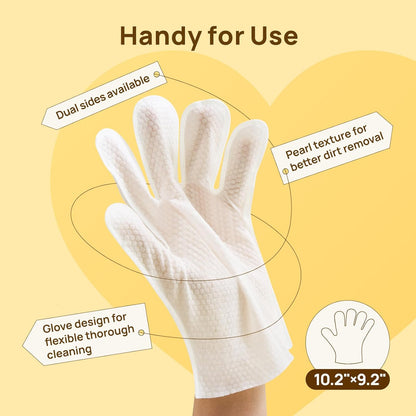 No-Rinse Pet Grooming Gloves — Disposable Wet Wipes for Dogs & Cats (Bathing, Deodorizing, and Cleaning)