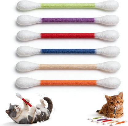 Swabs Cat Toys with Catnip, Giant Qtip Chew Sticks & Teething Ropes for Boredom Relief, Durable Interactive Felt Kitty Kicker Toy for Exercise.