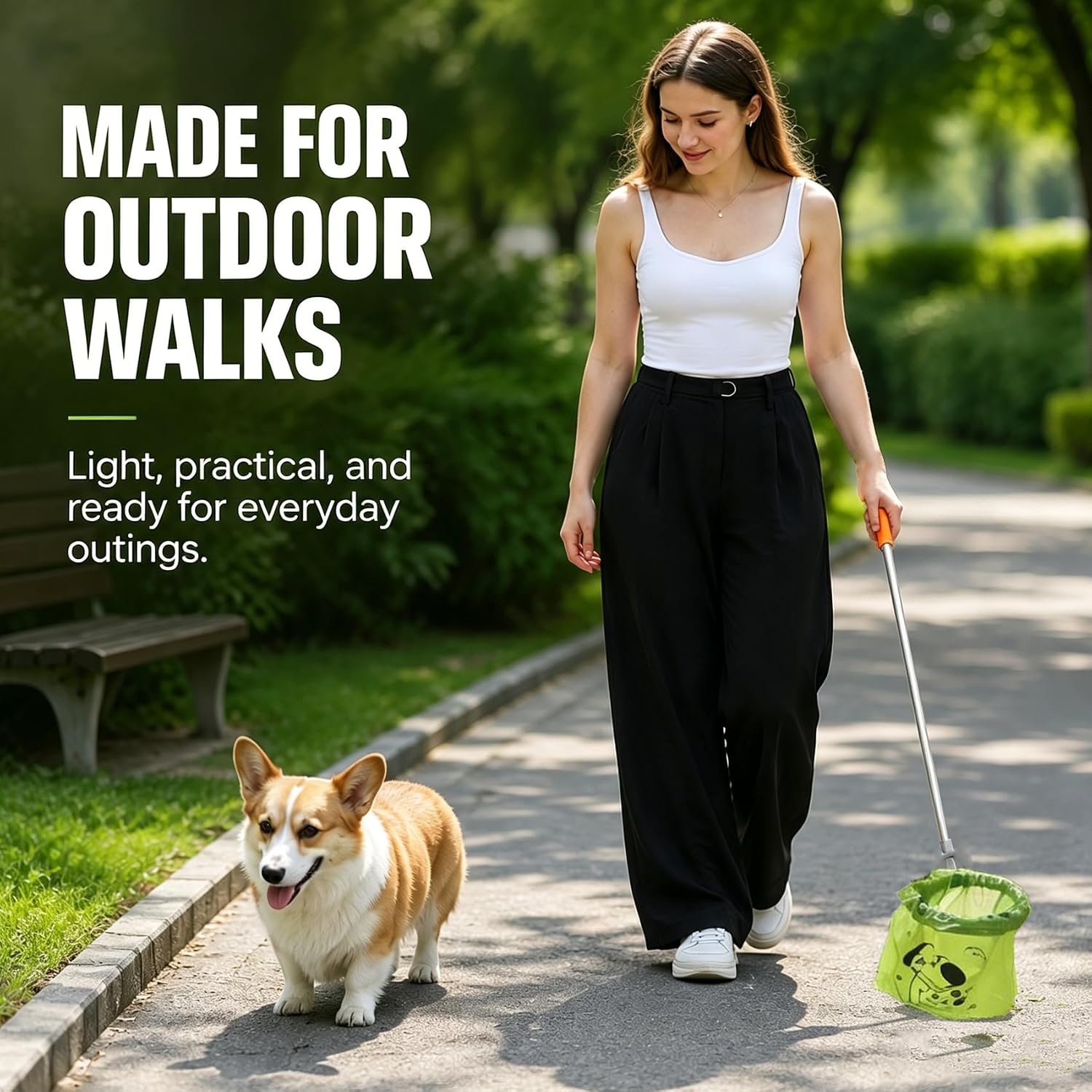 Extendable Dog Pooper Scooper with Poop Bags, No-Touch Waste Picker