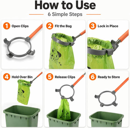 Extendable Dog Pooper Scooper with Poop Bags, No-Touch Waste Picker