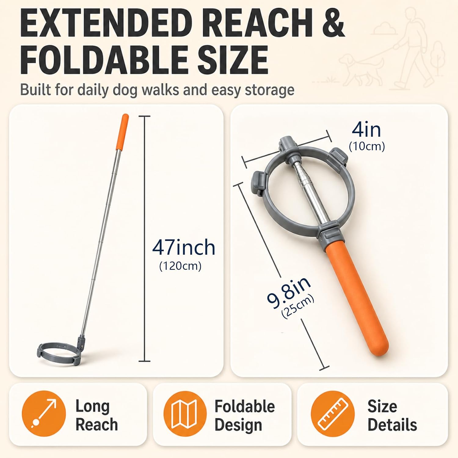 Extendable Dog Pooper Scooper with Poop Bags, No-Touch Waste Picker