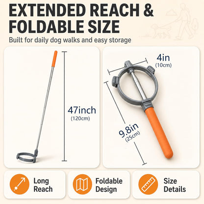 Extendable Dog Pooper Scooper with Poop Bags, No-Touch Waste Picker