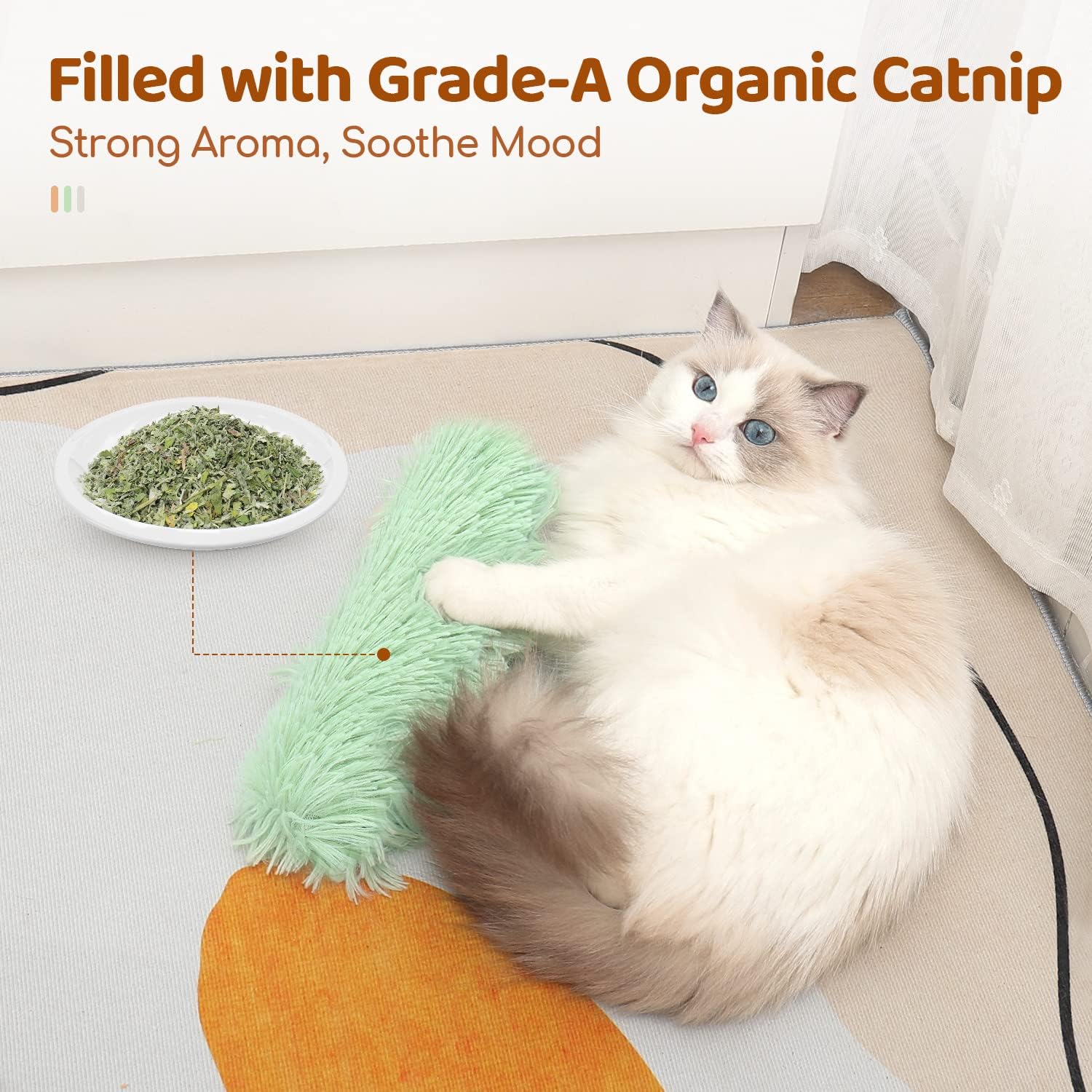 Catnip Crinkle Kicker Toy Pillow