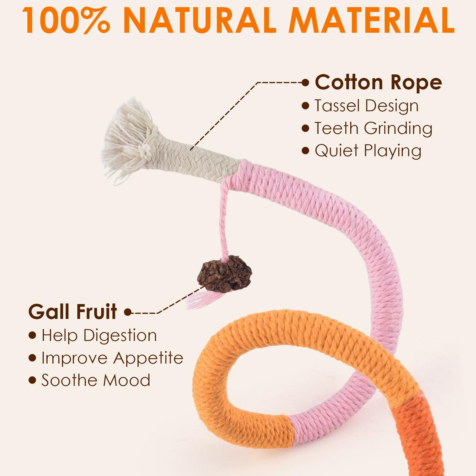 Cat Toys Chew Ropes, Interactive Cat Nip Kicker Toy for Indoor Kittens, Teeth Cleaning Toy for All Breeds, 19.5 Inches (50cm) | for Indoor Kittens, Teeth Cleaning Toy for All Breeds, 19.5 Inches (50cm)