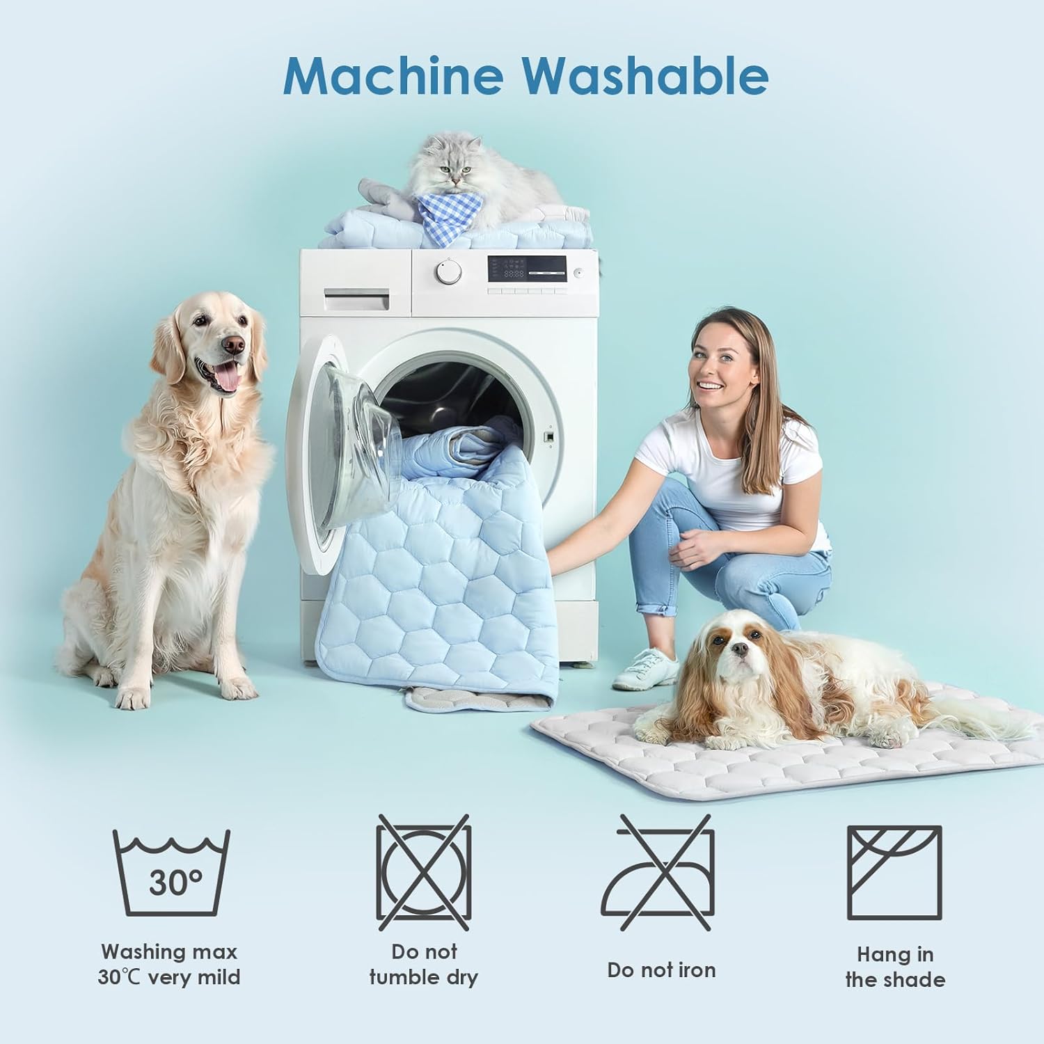 Cooling Mat for Dogs, 41" x 28"(Q-Max>0.53), Washable Dog Cooling Mat, Portable Kennel Cooling Pet Pad for Summer, Non-Slip Summer Crate Pad for Large Dog