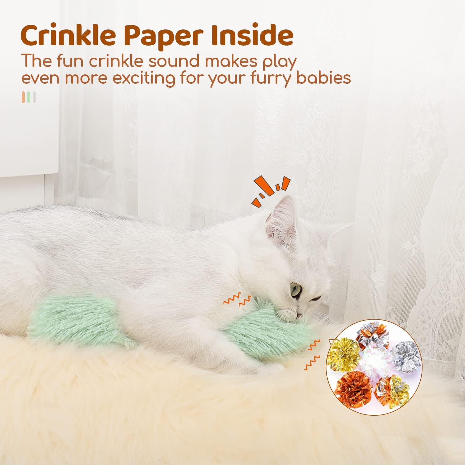 Catnip Crinkle Kicker Toy Pillow