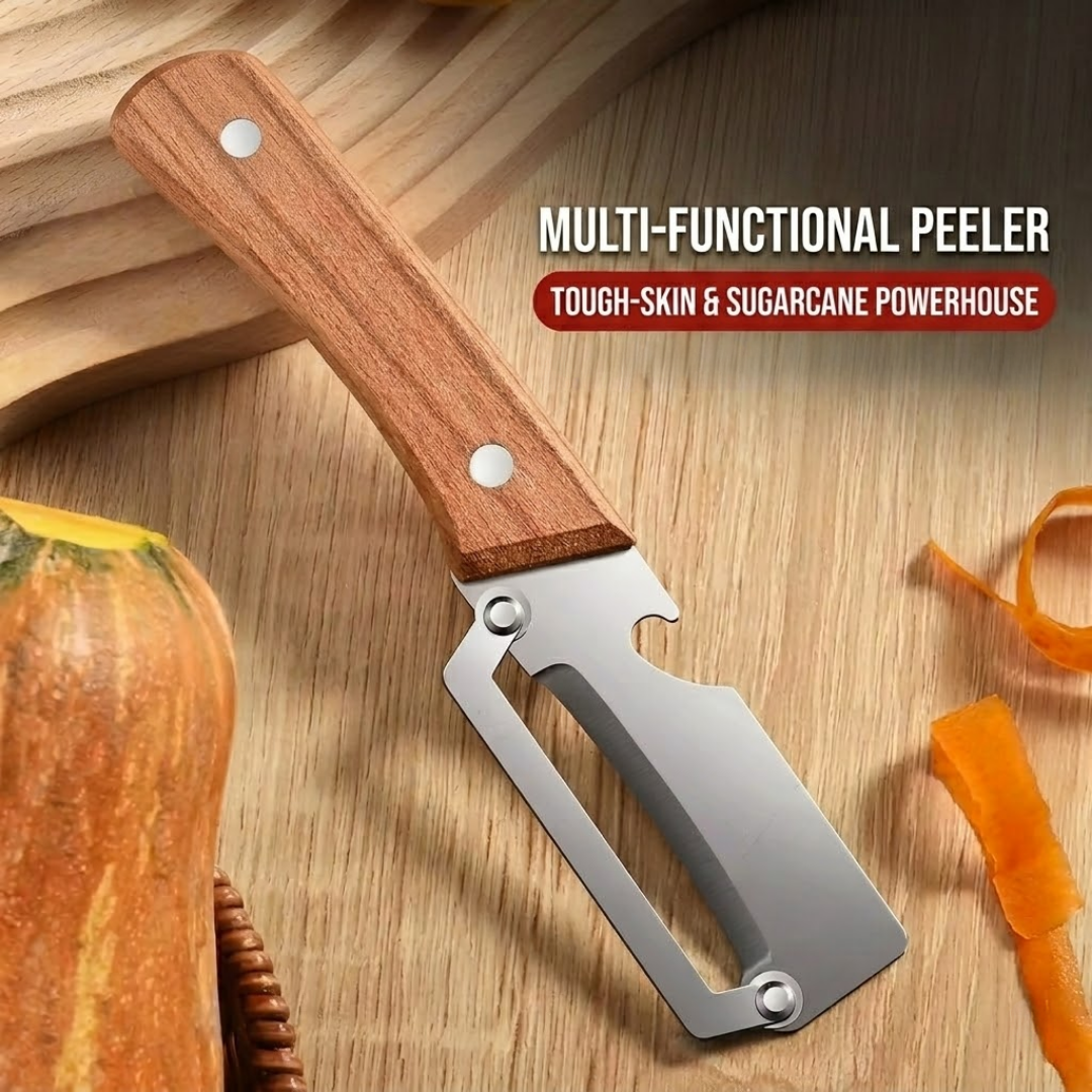 💖𝙎𝙥𝙚𝙘𝙞𝙖𝙡 𝙋𝙧𝙤𝙢𝙤𝙩𝙞𝙤𝙣💖 MCOIKY® 2-in-1 Stainless Steel Vegetable Peeler with Wooden Handle & Bottle Opener
