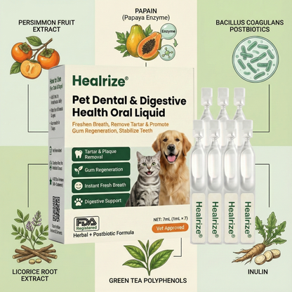Healrize®  Pet Dental & Digestive Health Oral Liquid–Freshen Breath, Remove Tartar & Promote gum regeneration, stabilize teeth