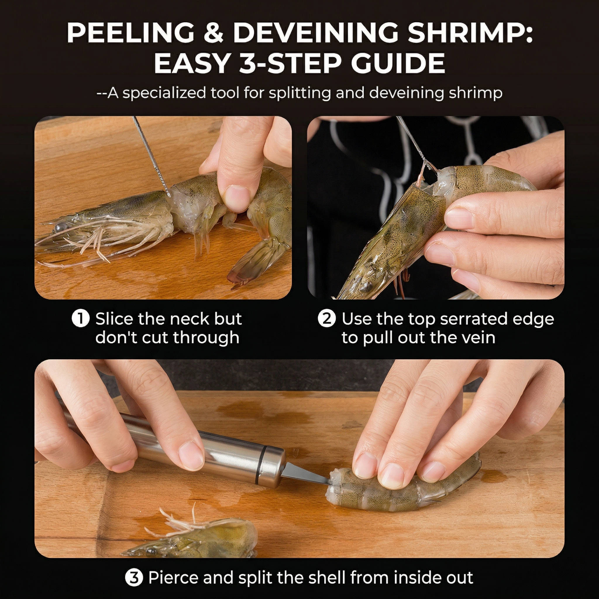 MCOIKY® 2PCS - 5 In 1 Multifunctional Shrimp Line Fish Maw Knife Stainless Steel Shrimp Deveiner Tool Multifunctional Fast Shrimp Peeler Fish Scale Remover Kitchen Fish and Shrimp Duck Intestine Cleaner