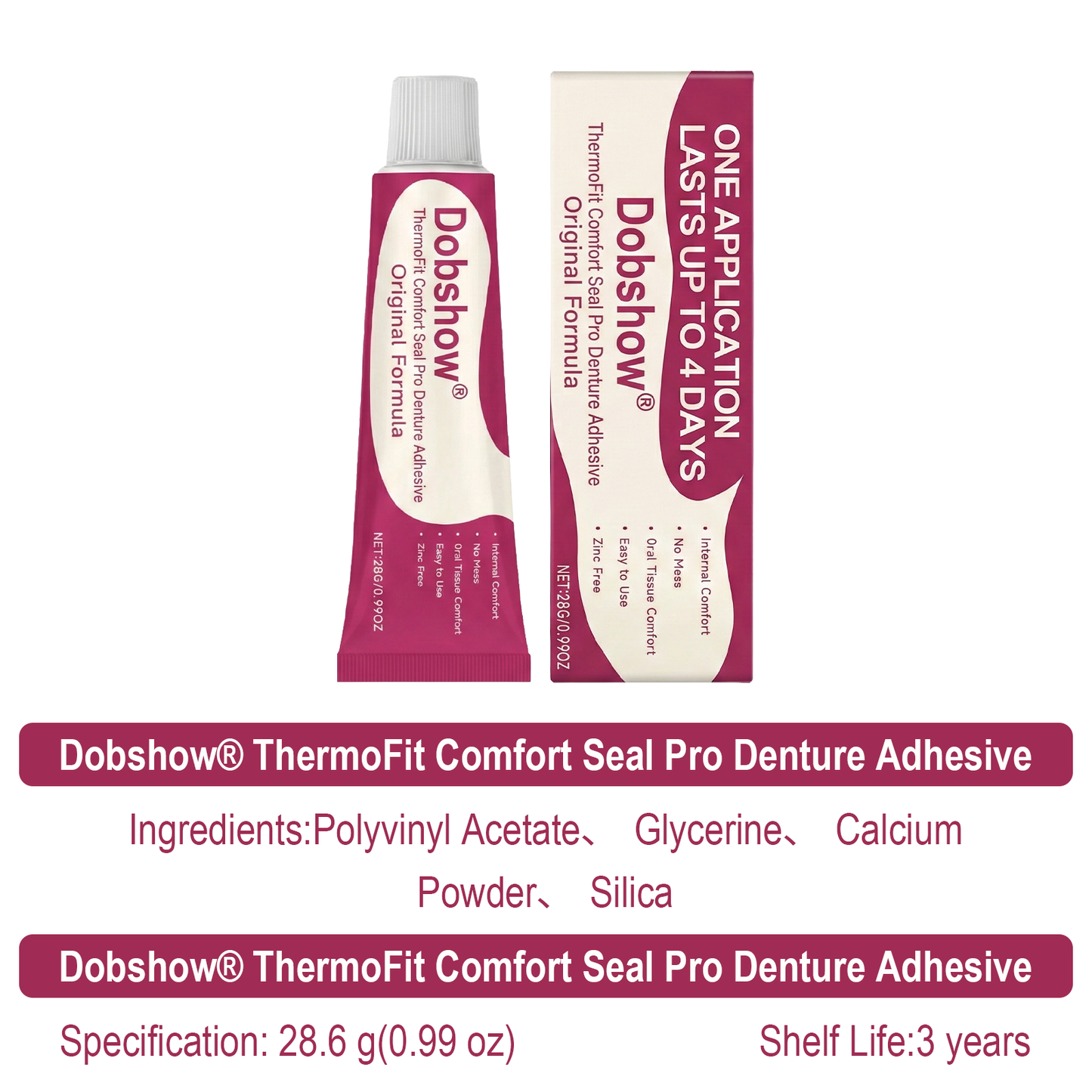✨𝙇𝙞𝙢𝙞𝙩𝙚𝙙-𝙏𝙞𝙢𝙚 𝙊𝙛𝙛𝙚𝙧 | Dobshow® ThermoFit Comfort Seal Pro Denture Adhesive🔥 FDA Certified (Clinically Proven 4-Day Hold for Secure, Comfortable & Zinc-Free Denture Fit 🦷)