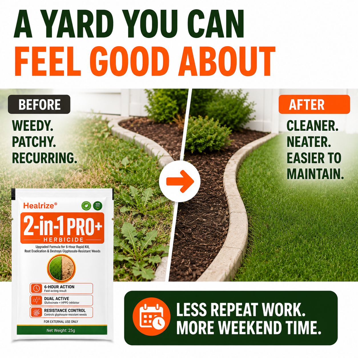 Healrize® Advanced 2-in-1 Pro+ Herbicide | Upgraded Formula for 6-Hour Rapid Kill, Root Eradication & Destroys Glyphosate-Resistant Weeds