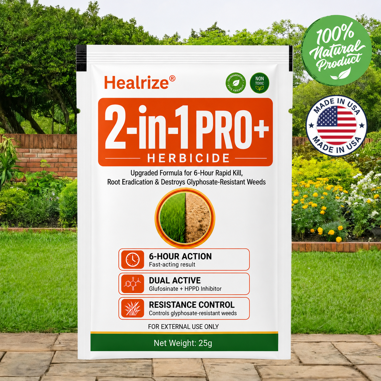 Healrize® Advanced 2-in-1 Pro+ Herbicide | Upgraded Formula for 6-Hour Rapid Kill, Root Eradication & Destroys Glyphosate-Resistant Weeds