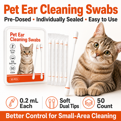 Pawfirst Pet Ear Cleaning Cotton Swabs – Earwax & Odor Remover for Cats & Dogs, Individually Wrapped, Break-to-Release Liquid, Dry/Wet Dual-Use, 100 Pack with Aloe, Witch Hazel & Chamomile Formula #SummerVibes #petlovers