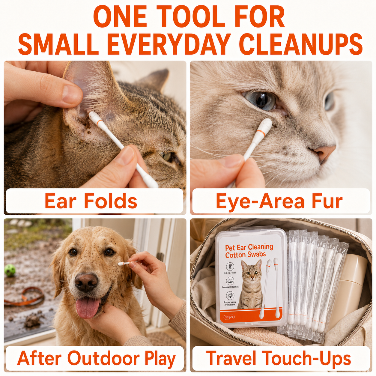 Pawfirst Pet Ear Cleaning Cotton Swabs – Earwax & Odor Remover for Cats & Dogs, Individually Wrapped, Break-to-Release Liquid, Dry/Wet Dual-Use, 100 Pack with Aloe, Witch Hazel & Chamomile Formula #SummerVibes #petlovers