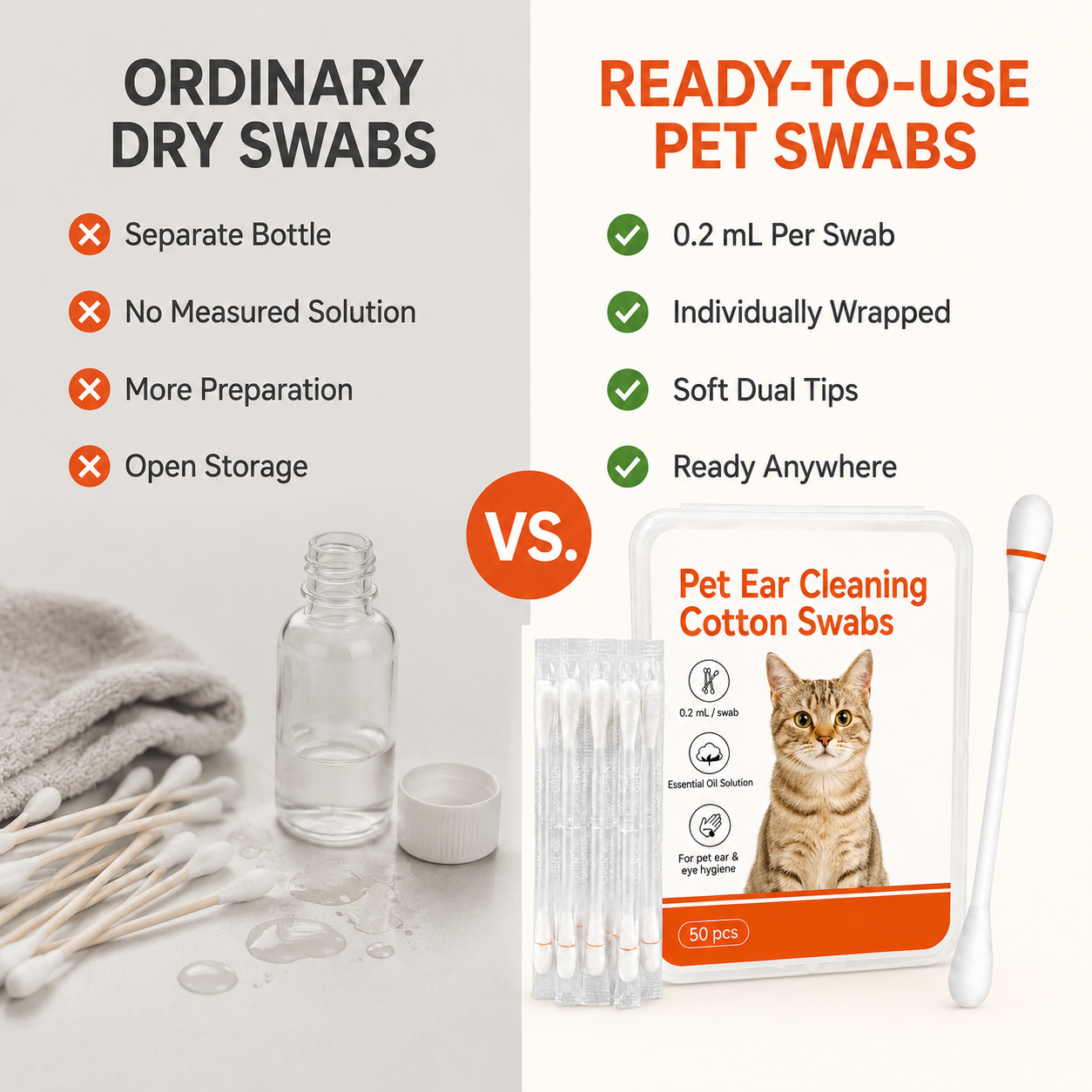 Pawfirst Pet Ear Cleaning Cotton Swabs – Earwax & Odor Remover for Cats & Dogs, Individually Wrapped, Break-to-Release Liquid, Dry/Wet Dual-Use, 100 Pack with Aloe, Witch Hazel & Chamomile Formula #SummerVibes #petlovers