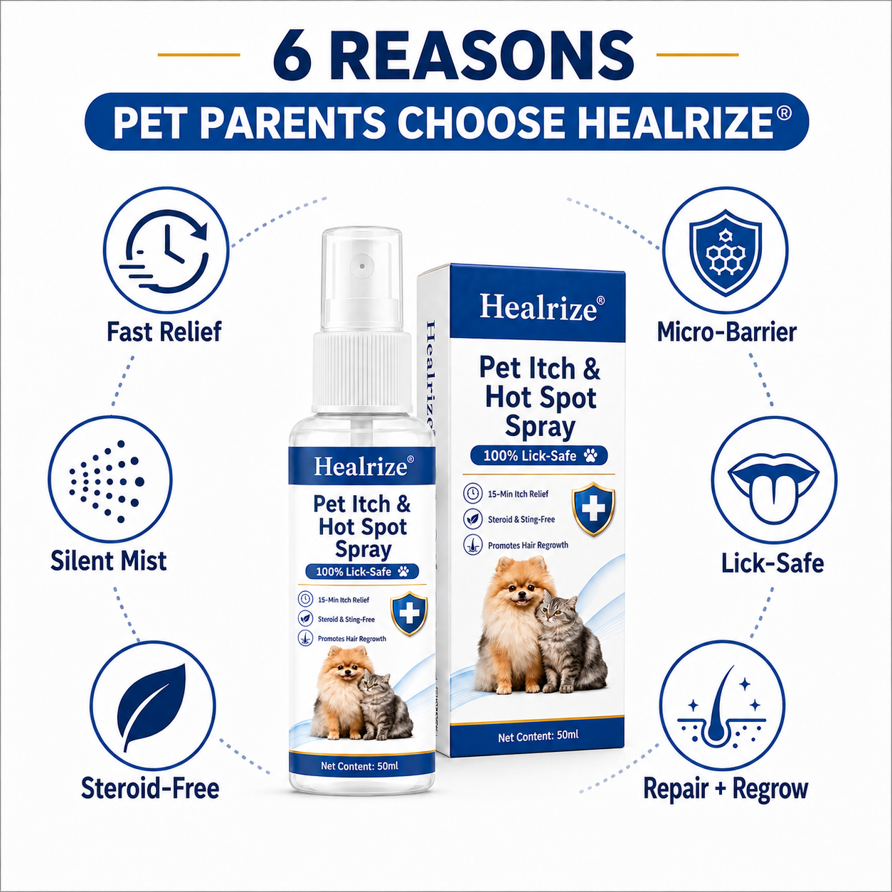 🔥Healrize® Pet Itch & Hot Spot Spray - 100% Lick-Safe