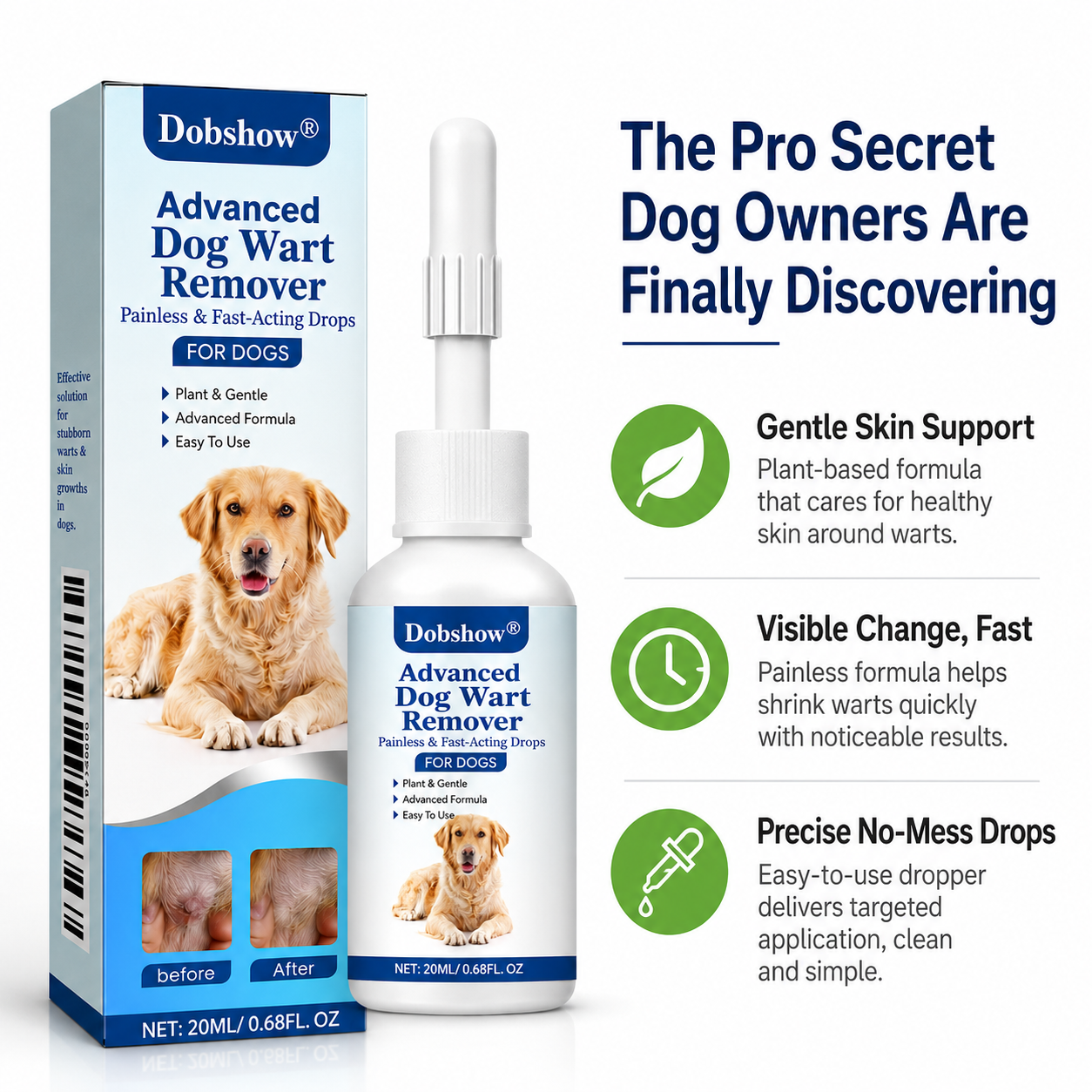 Dobshow®Advanced Dog Wart Remover | Painless & Fast-Acting Drops
