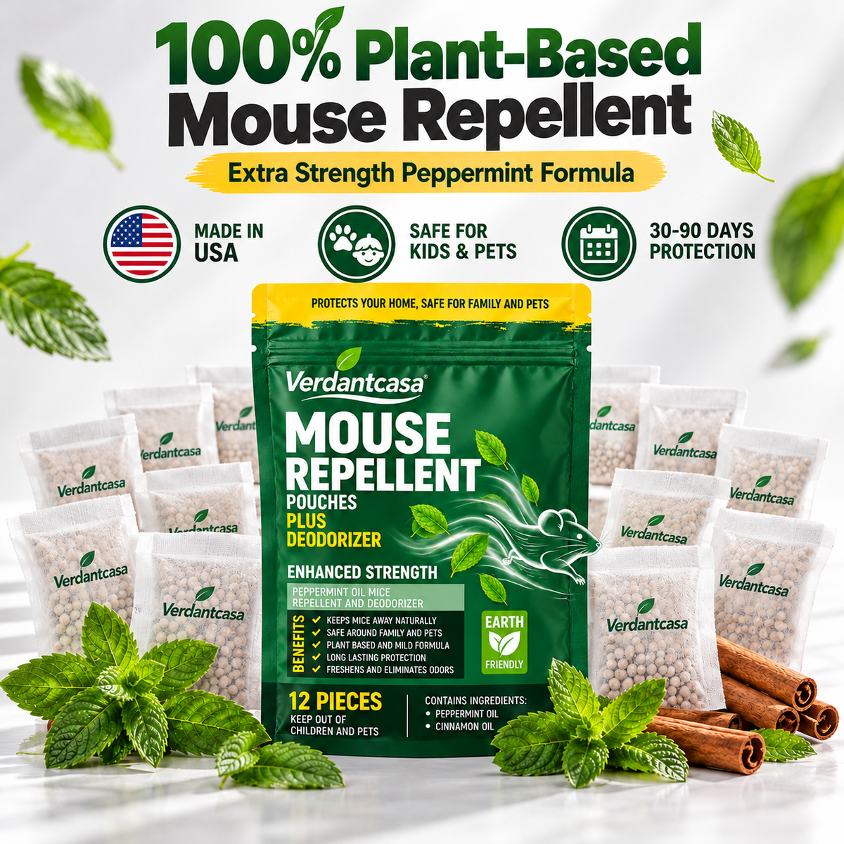 Verdantcasa Mouse Repellent Pouches- 12pcs - save around kids & pet