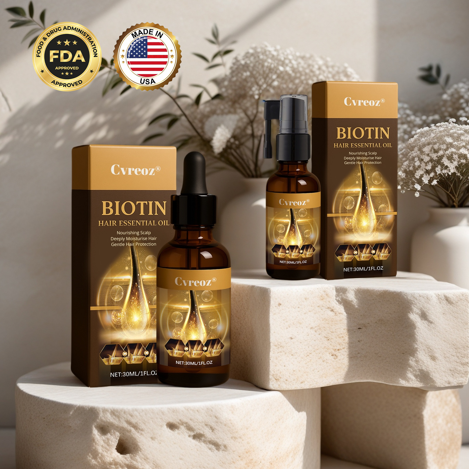 🔥 Grow Your Glow: 60% OFF 🔥 Cvreoz® Biotin Hair Essential Oil!