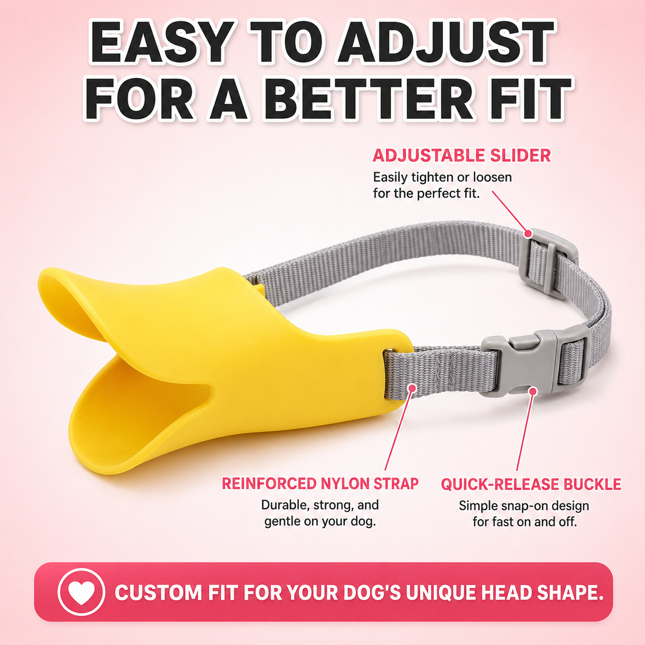 Soft Duckbill Dog Muzzle for Small Dogs – Adjustable Anti-Bite, Anti-Lick Silicone Mouth Cover
