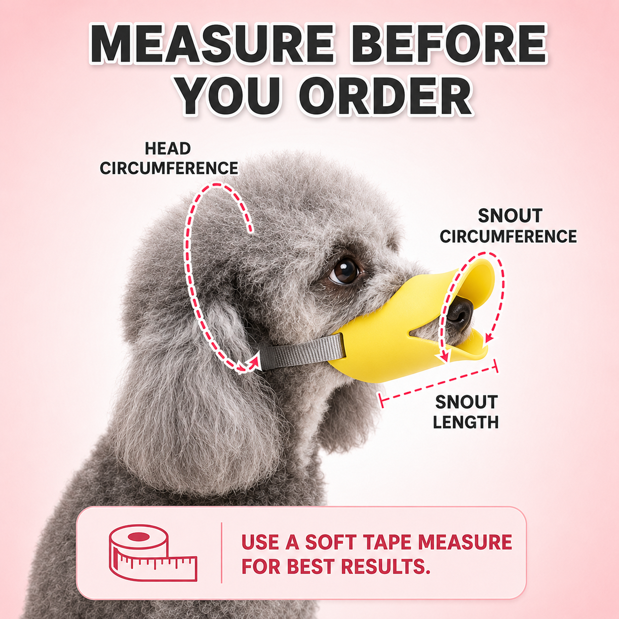Soft Duckbill Dog Muzzle for Small Dogs – Adjustable Anti-Bite, Anti-Lick Silicone Mouth Cover