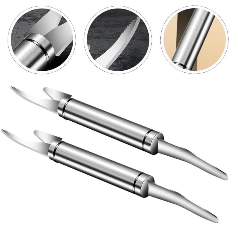 MCOIKY® 2PCS - 5 In 1 Multifunctional Shrimp Line Fish Maw Knife Stainless Steel Shrimp Deveiner Tool Multifunctional Fast Shrimp Peeler Fish Scale Remover Kitchen Fish and Shrimp Duck Intestine Cleaner