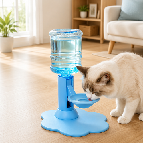 Gravity Cat Water Dispenser Stand, Spill-Proof, Filter-Free, No Electricity with a Bucket