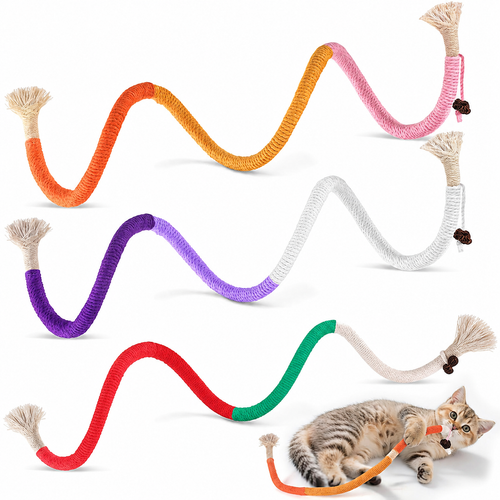 Cat Toys Chew Ropes, Interactive Cat Nip Kicker Toy for Indoor Kittens, Teeth Cleaning Toy for All Breeds, 19.5 Inches (50cm) | for Indoor Kittens, Teeth Cleaning Toy for All Breeds, 19.5 Inches (50cm)